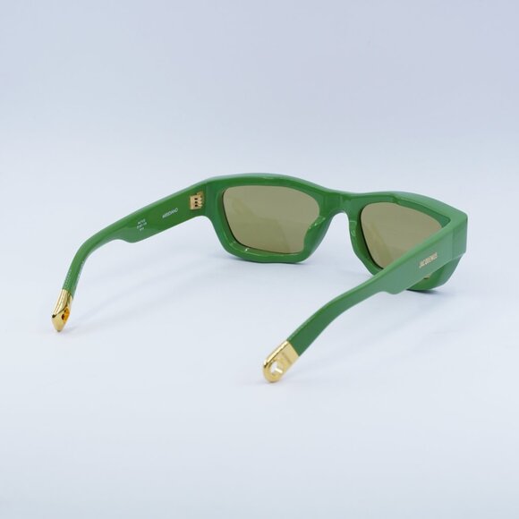 Jacquemus MERIDIANO JAC/9 C3 Sunglasses Shiny Green Rectangle Frame,Green Lenses - Picture 10 of 11